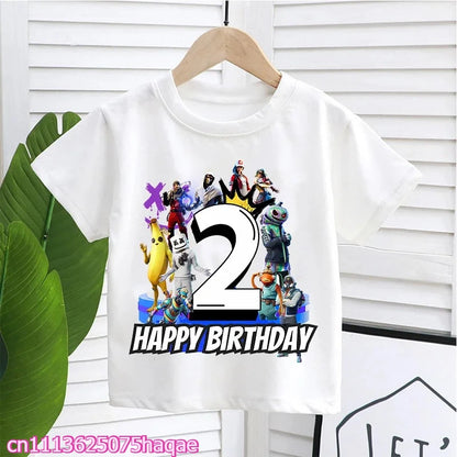 Fortnites Kids T-shirts Birthday Number 1-10 Printed T-shirt Boys Summer Casual Short Sleeves Sports Tops Children's Clothing