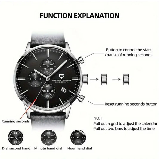 PAGANI DESIGN New 2720K Men Watch VK67 Quartz Wristwatch Multi functional Chronograph Sapphire Glass Waterproof Clock Watch Gift