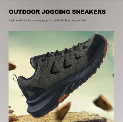 ‌Hikeup Men's Outdoor Hiking Shoes Lightweight Energy Return Trekking Walking Sports Shoes with Strong Grip & Support