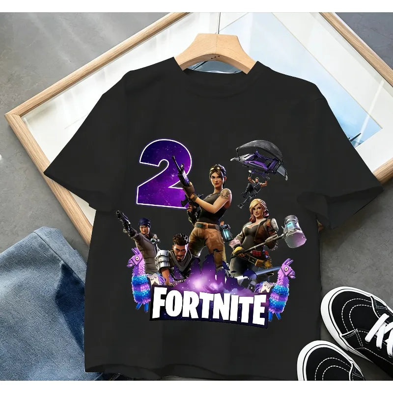 Fortnites Children Birthday Number T Shirt Girls Boys Summer Clothes Baby Cotton Tee Shirts Party Short Sleeve Tops Toddler Gift