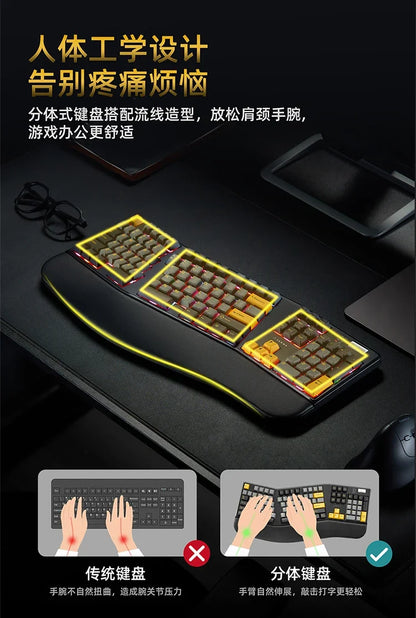 Sanwa Alice Mechanical Keyboard Wireless Tri-mode Gasket Hot-Swap RGB Knob Custom 104key Ergonomic Gaming Office Split Keyboard