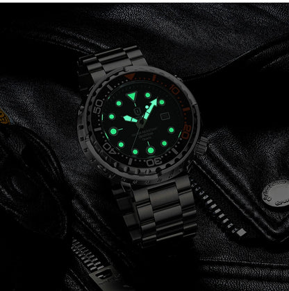 QINGXIYA Mens Watches Fashion Waterproof Luminous Date Rotating Dial High Quality Stainless Steel Luxury Brand Men Quartz Watch