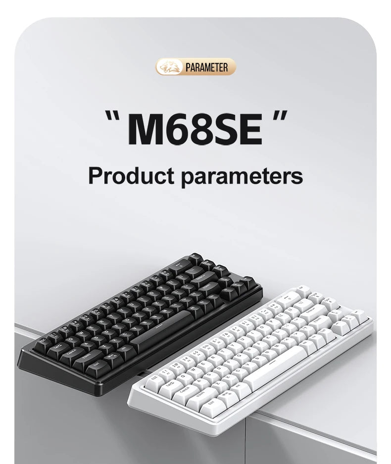 FREEWOLF M68SE Mini-Tastatur mit 68 Tasten, kabelgebunden, RGB-Hintergrundbeleuchtung, Type-C, 68-%-Layout, kompakt, für Gaming, Büro, PC und Laptop