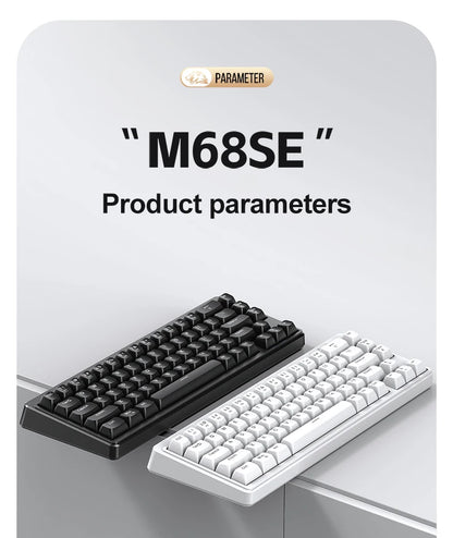 FREEWOLF M68SE Mini-Tastatur mit 68 Tasten, kabelgebunden, RGB-Hintergrundbeleuchtung, Type-C, 68-%-Layout, kompakt, für Gaming, Büro, PC und Laptop