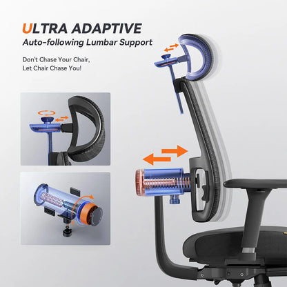 NEWTRAL MagicH-BPro Ergonomic Chair with Footrest, Auto-Following Backrest Headrest, Adaptive Lower Back Support, WFH & Leisure