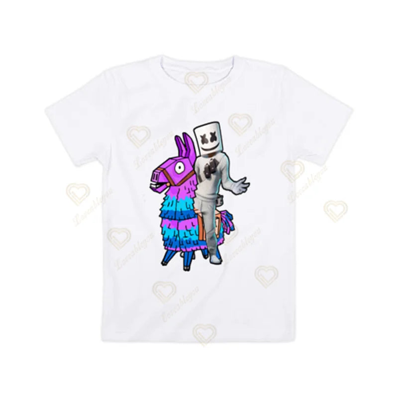 Peely Fortnite T-Shirt Round Neck Summer Short Sleeve Battle Royale Streetwear Top for Casual Wear