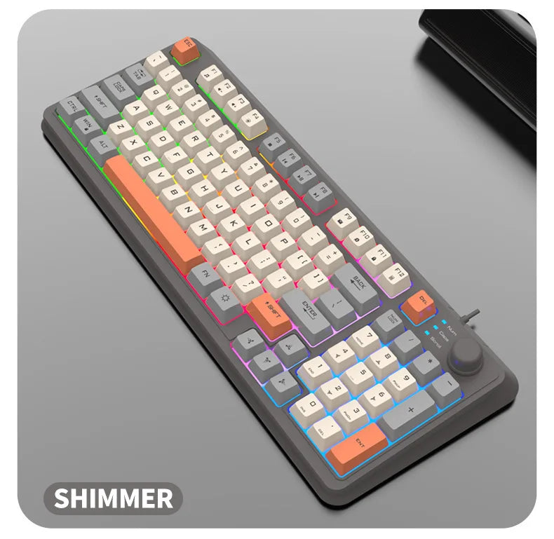 K81 Gaming Keyboard 81-Key 80% Wired RGB Gaming Keyboard with Volume Knob, Ergonomic USB Gaming Keyboard for PC, Laptop, Mac & Multi-Language Layouts