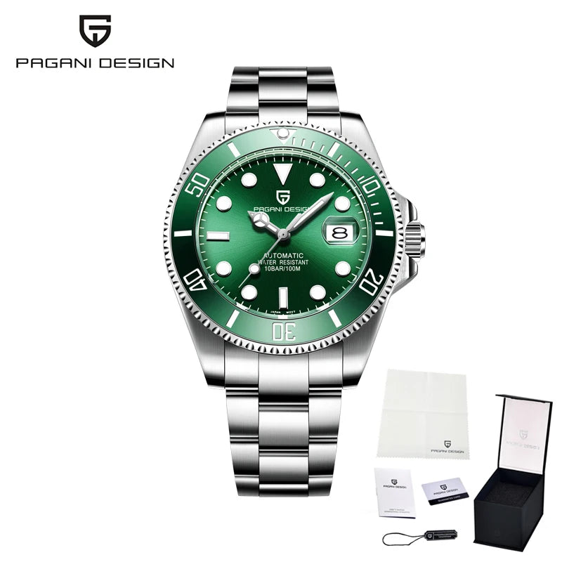 New PAGANI DESIGN Diving Automatic MechanicalWatch Luxury Sports WaterproofWatch Stainless Steel Sapphire Luminous Watch for Men