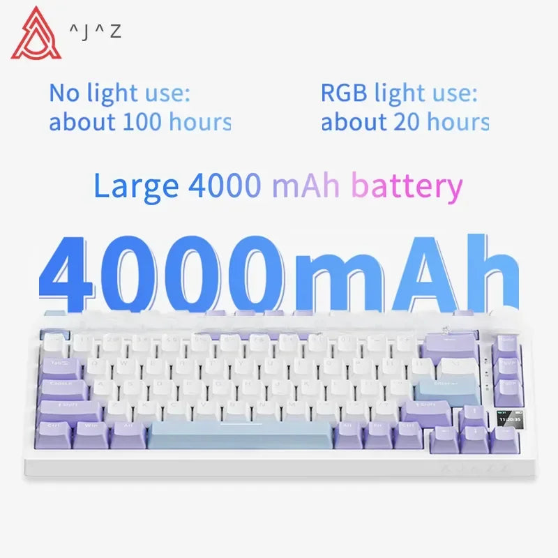 AJAZZ AK820 Pro Gaming Mechanical Keyboard 75% Wireless Bluetooth RGB Hot-Swappable Mechanical Keyboard with Volume Knob for PC, Mac & Laptop