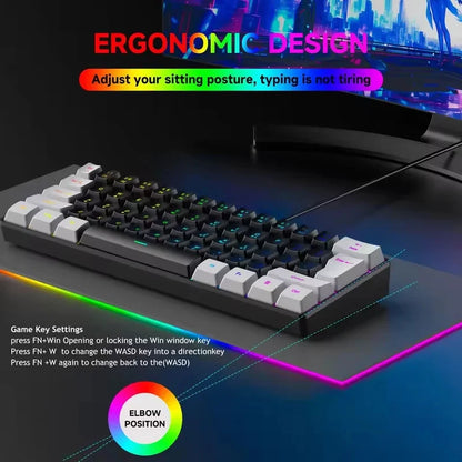 2026 New Best-Selling Portable Wired Mini-Mechanical Keyboard K61 Mini-Keyboard, Suitable For Playing Games, Compact And Convenient