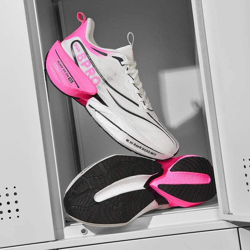 Men's Running Shoes Carbon Plate Racing Marathon Athletic Shoes Cushioned Comfortable Road Sneakers Teenage Training Shoes