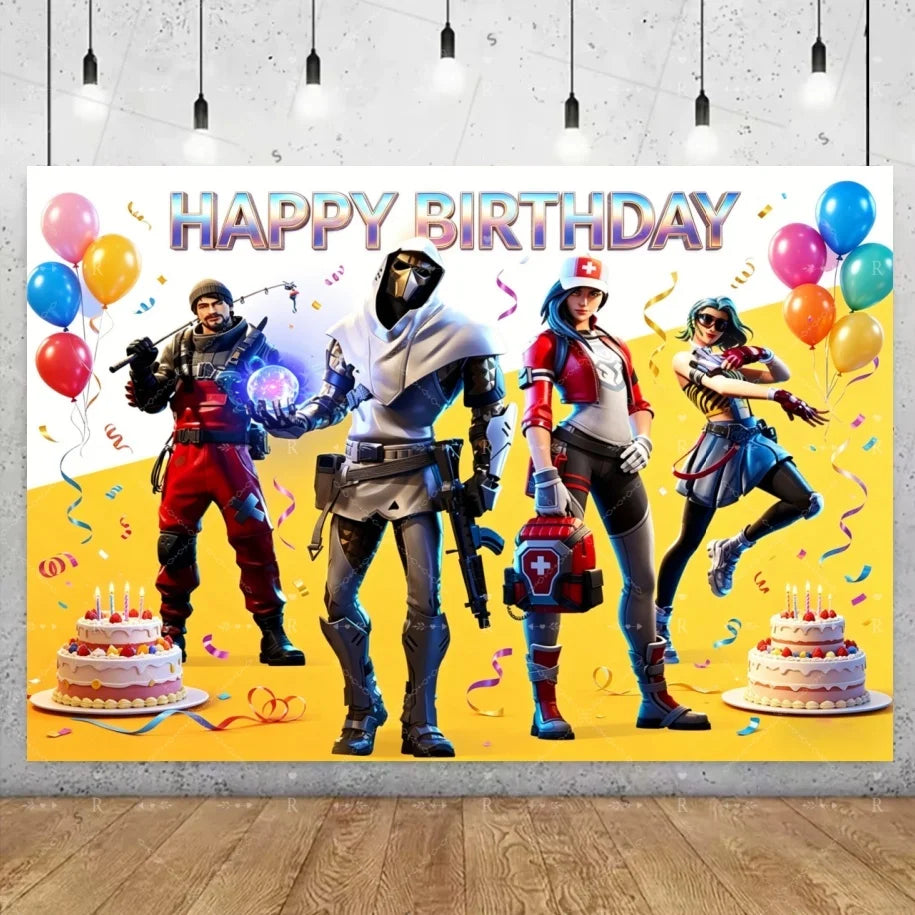 Fortnite Game Theme Birthday Party Decoration Background Fortnite Gamer Banner Boys Girls Photography Supplies Backdrop Kid Gift