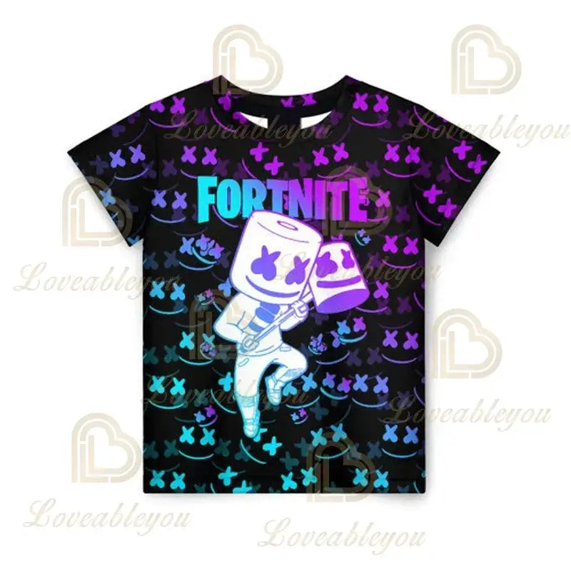 Battle Royale 3D Fortnite T-shirt Tees Men and Women Boys Girls Victory Cartoon Tops Teen Clothes Kids Hero Game Tees Tops