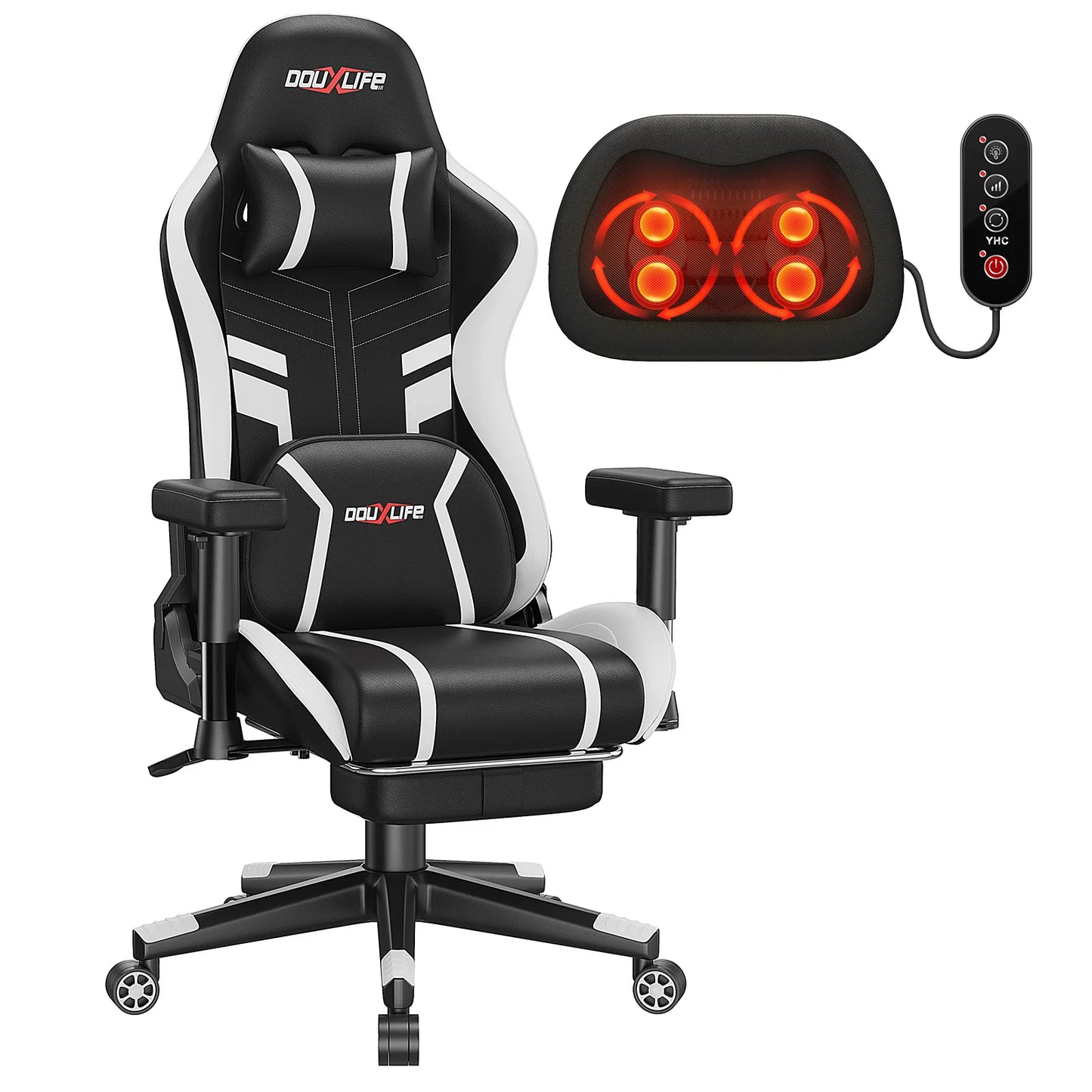 GC-RC03 Gaming Chair Ergonomic Office Chair with Kneading Massage and Heating 90°-175° Recline for Computer Gaming Home Office