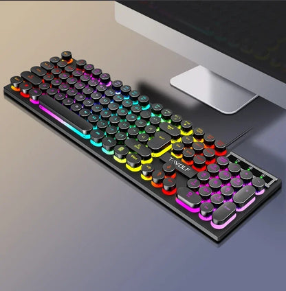 2026NEW RGB Gaming Mechanical Keyboard USB Wired 104 Keys Keyboard Backlit Black Red Blue Light for Computer Laptop Pro Keyboard