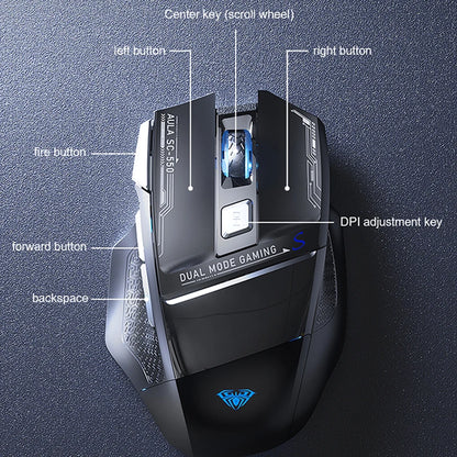 AULA SC550 Gaming-Maus 2.4G kabellose Makro-Maus RGB-Hintergrundbeleuchtung ergonomisches Design E-Sports-Maus PC-Zubehör