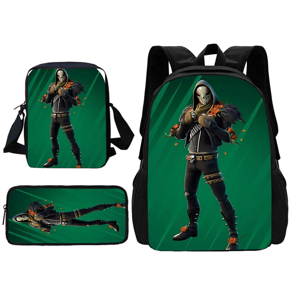 Hot Game Shooting Fortnite Child School Backpack with Shoulder Bag and Pencil Bags, School Bags for Boys and Girls, Best Gift