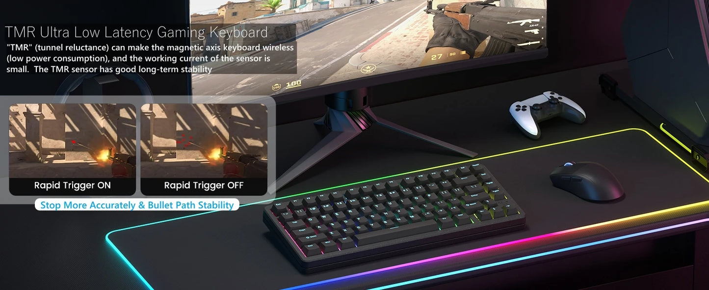 Womier SK75 TMR 75% Wireless Magnetic Keyboard Rapid Trigger Tri-Mode Bluetooth/2.4G/USB-C Hot-Swap Esports Gaming Keyboard