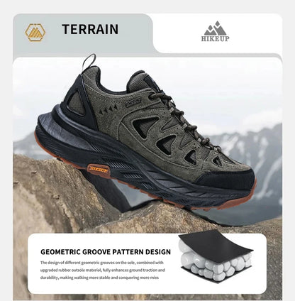 ‌Hikeup Men's Outdoor Hiking Shoes Lightweight Energy Return Trekking Walking Sports Shoes with Strong Grip & Support