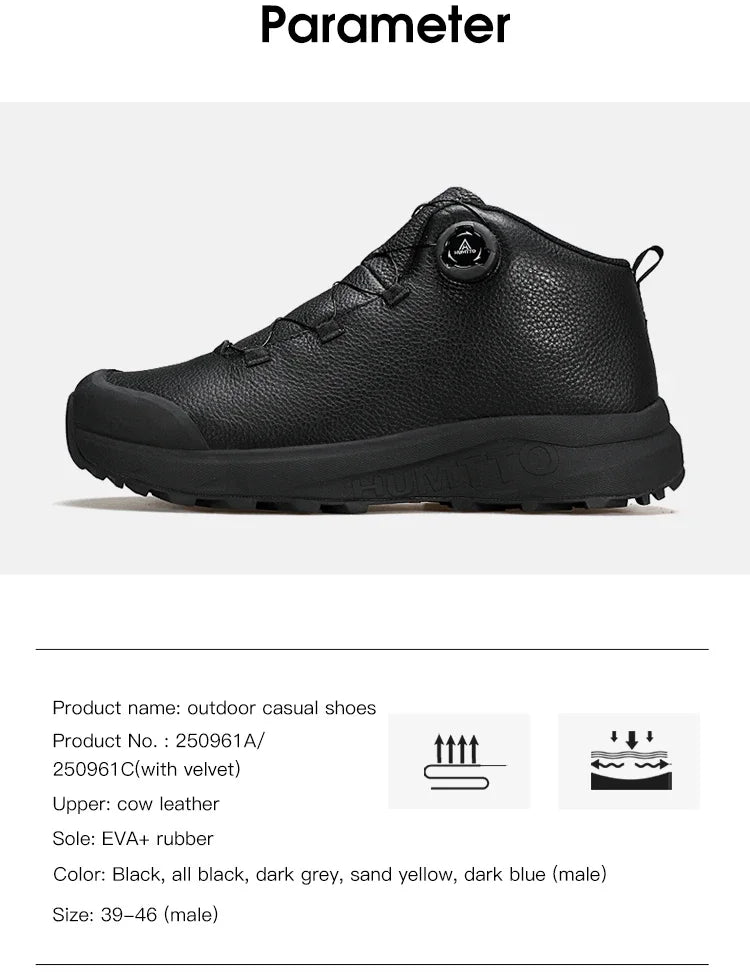 Pantofi din piele HUMTTO pentru bărbați, pentru iarnă, camping și activități în aer liber, pantofi sport pentru bărbați, bocanci de trekking respirabili, adidași antiderapanti pentru drumeții
