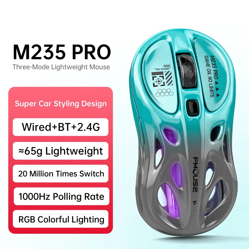 Kabellose 2.4G Tri-Mode RGB Gaming-Maus mit leichtem Hohl-Design, Chroma-Beleuchtung, kabelgebunden, Bluetooth, E-Sports-Maus-Controller