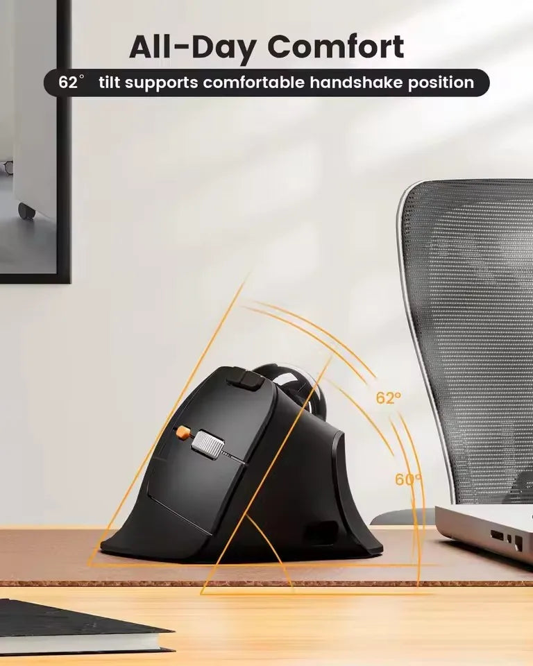 ProtoArc EM05NL Ratón trackball inalámbrico recargable Bluetooth ergonómico vertical con bola para ordenador, iPad, Mac y Windows