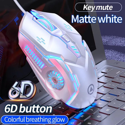 YINDIAO Ergonomic Wired Gaming Mouse RGB Mute Mouse LED Backlit 3200dpi 6 Button G5 USB Mechanical Mouse For PC Laptop Computer