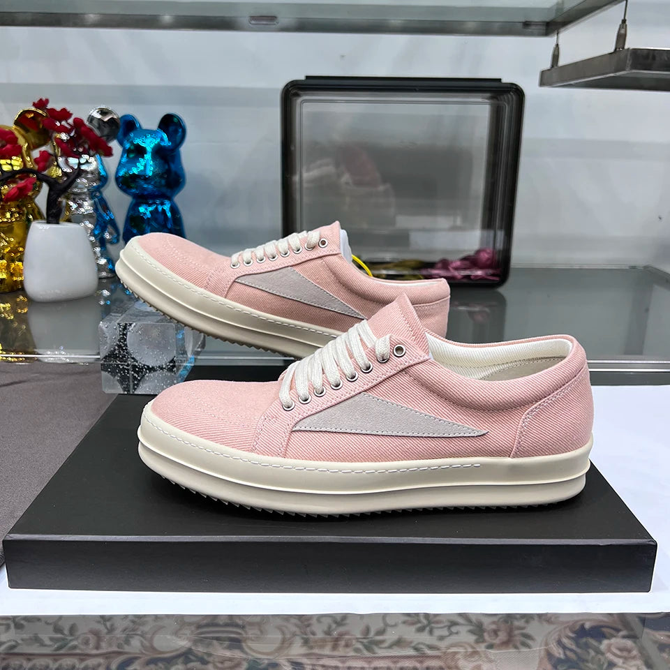 Casual shoes men low top quality denim lace-up thick sole luxury designer hip-hop dunk sport trainers women summer flat sneakers