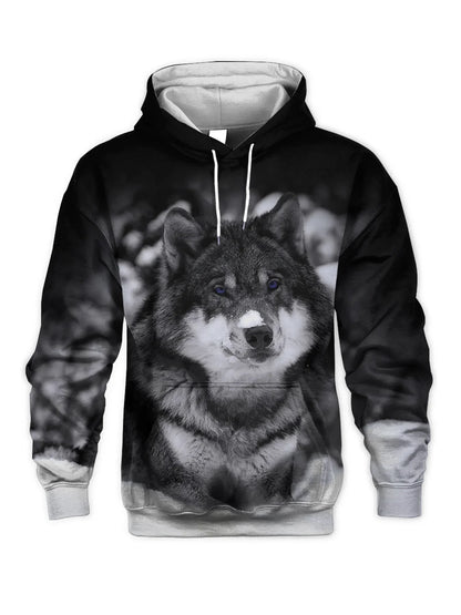 Fashion Animal Men's Hoodie Wolf 3D Print Fall Sweatshirt Hoodie Street Casual Sweatshirt Y2K Men's Oversized Unisex Clothing