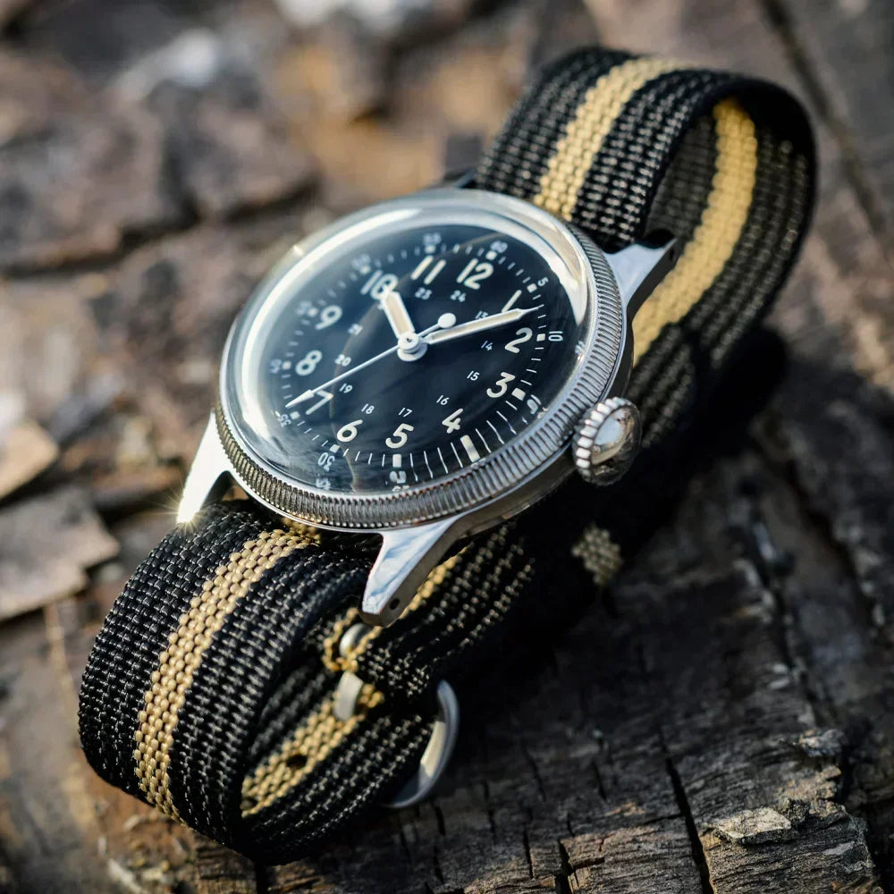 RDUNAE RA05 Vintage Military Watch 2035 Movement Quartz K1 Mineral Glass Crystal Stainless Steel Luminous Waterproof Men's Watches