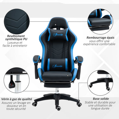 Gaming Chair with footrest, Ergonomic Gaming Chair with Lumbar Cushion, head, Gaming Chair, Adjustable heights computer Chair