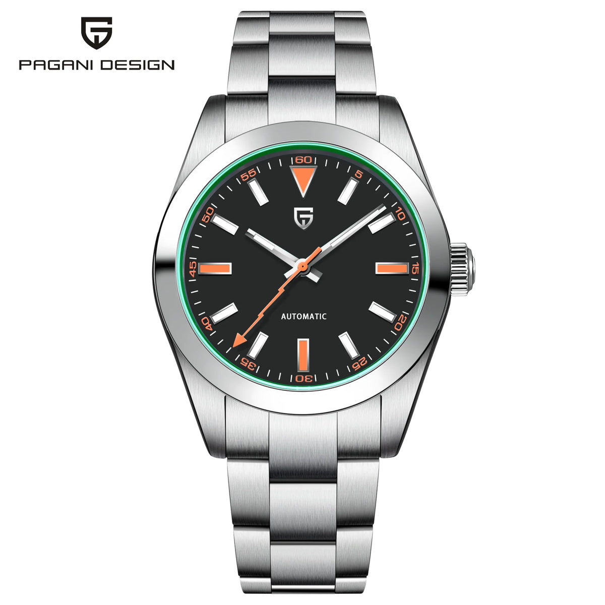 PAGANI DESIGN 2026 New Green Glass Men's Mechanical Watches Automatic Watch Men AR Sapphire crystal Stainless steel Wristwatch