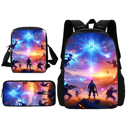 Hot Game Shooting Fortnite Child School Backpack with Shoulder Bag and Pencil Bags, School Bags for Boys and Girls, Best Gift