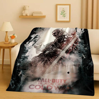 HD Classic Gun Game Call of Duty COD Ghost Simon Flannel Blanket,Ultra Soft Warm Plush Throw for Home Bedroom Bed Sofa Cover Kid