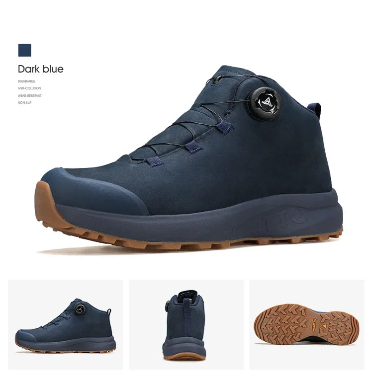 Pantofi din piele HUMTTO pentru bărbați, pentru iarnă, camping și activități în aer liber, pantofi sport pentru bărbați, bocanci de trekking respirabili, adidași antiderapanti pentru drumeții
