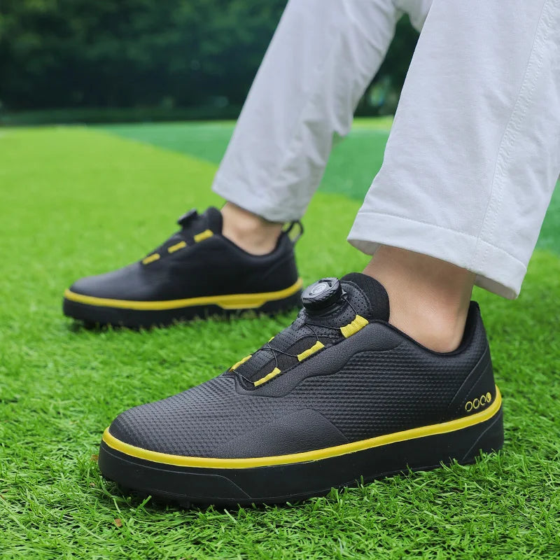Couple Golf Shoes Men's White Waterproof Rotating Buckle Fitness Spikeless Non-slip Golf Golfer Training Golf Sneakers Women