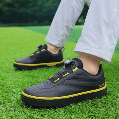 Couple Golf Shoes Men's White Waterproof Rotating Buckle Fitness Spikeless Non-slip Golf Golfer Training Golf Sneakers Women