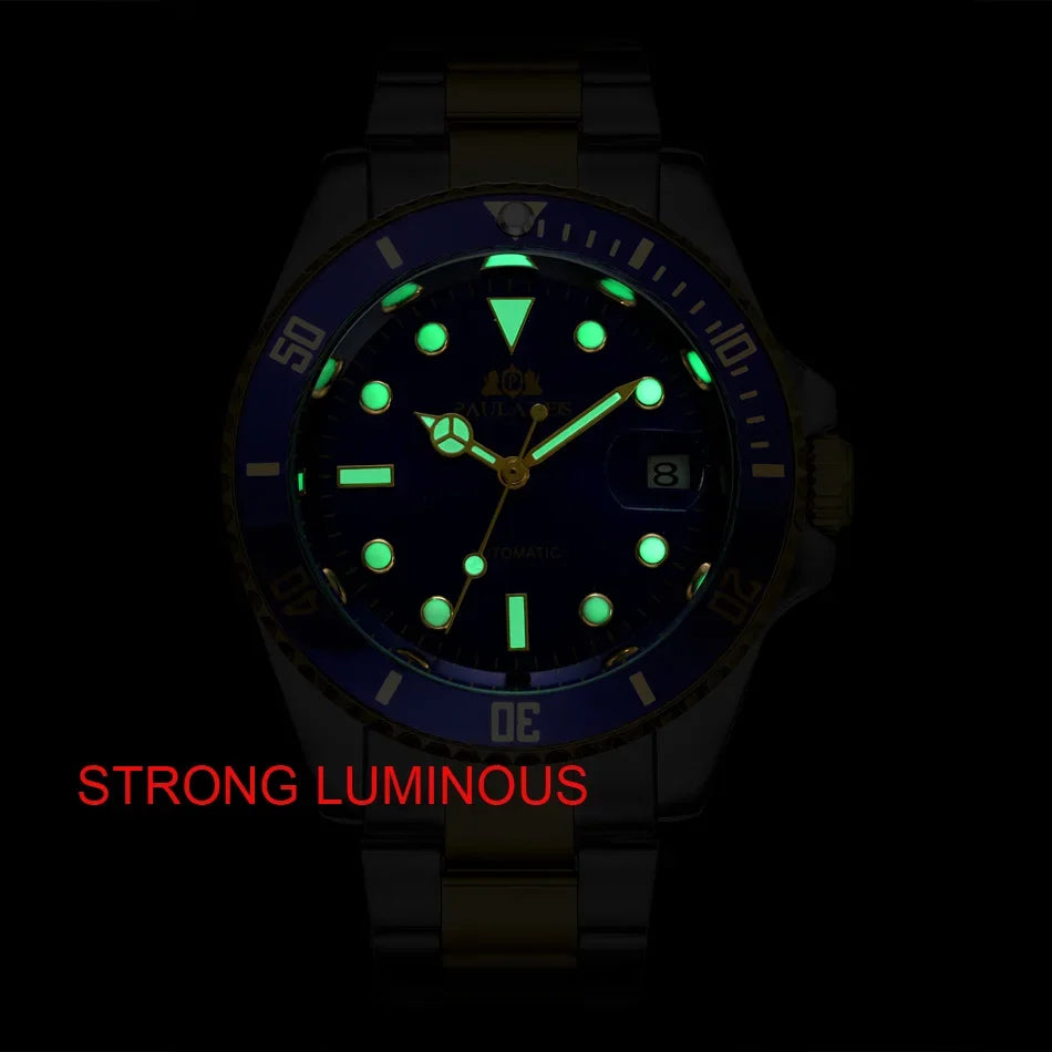 Automatic Men's Watch Mechanical Movement Stainless Steel Gold Silver Green Red Dial Date Strong Luminous Luxury Watches
