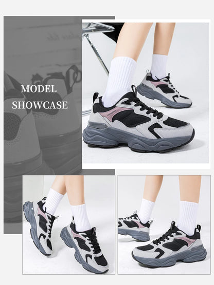 Baasploa Women's Walking Shoes Lightweight Mesh Breathable Sport Shoes Comfortable Soft Leather Casual Sneakers