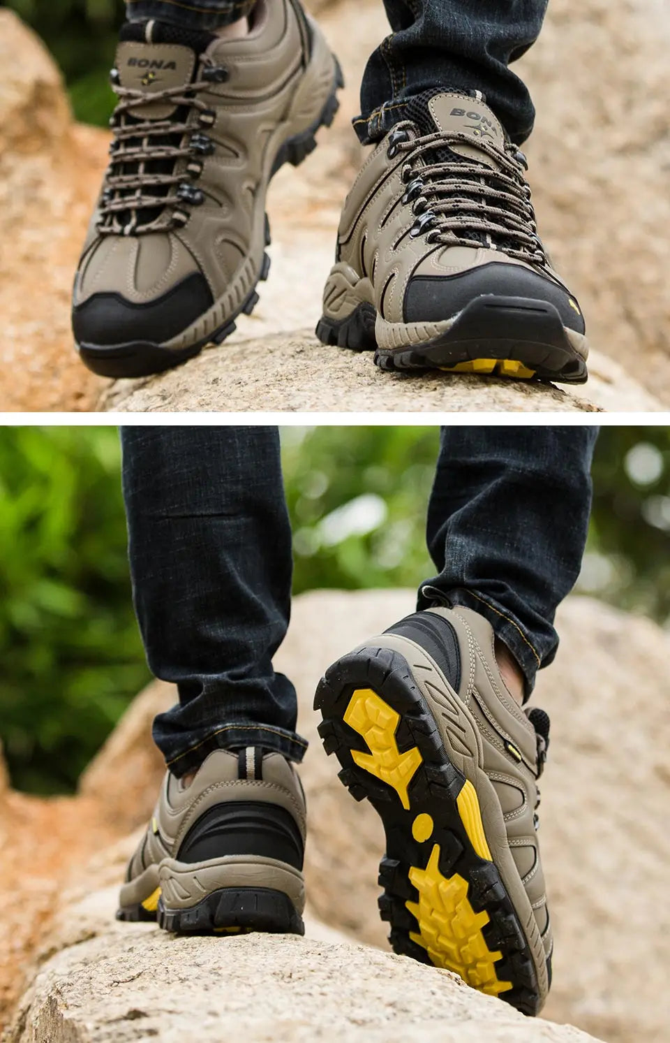 BONA New Arrival Classic Style Men Hiking Shoes Lace Up Men Sport Shoes Outdoor Jogging Trekking Sneakers