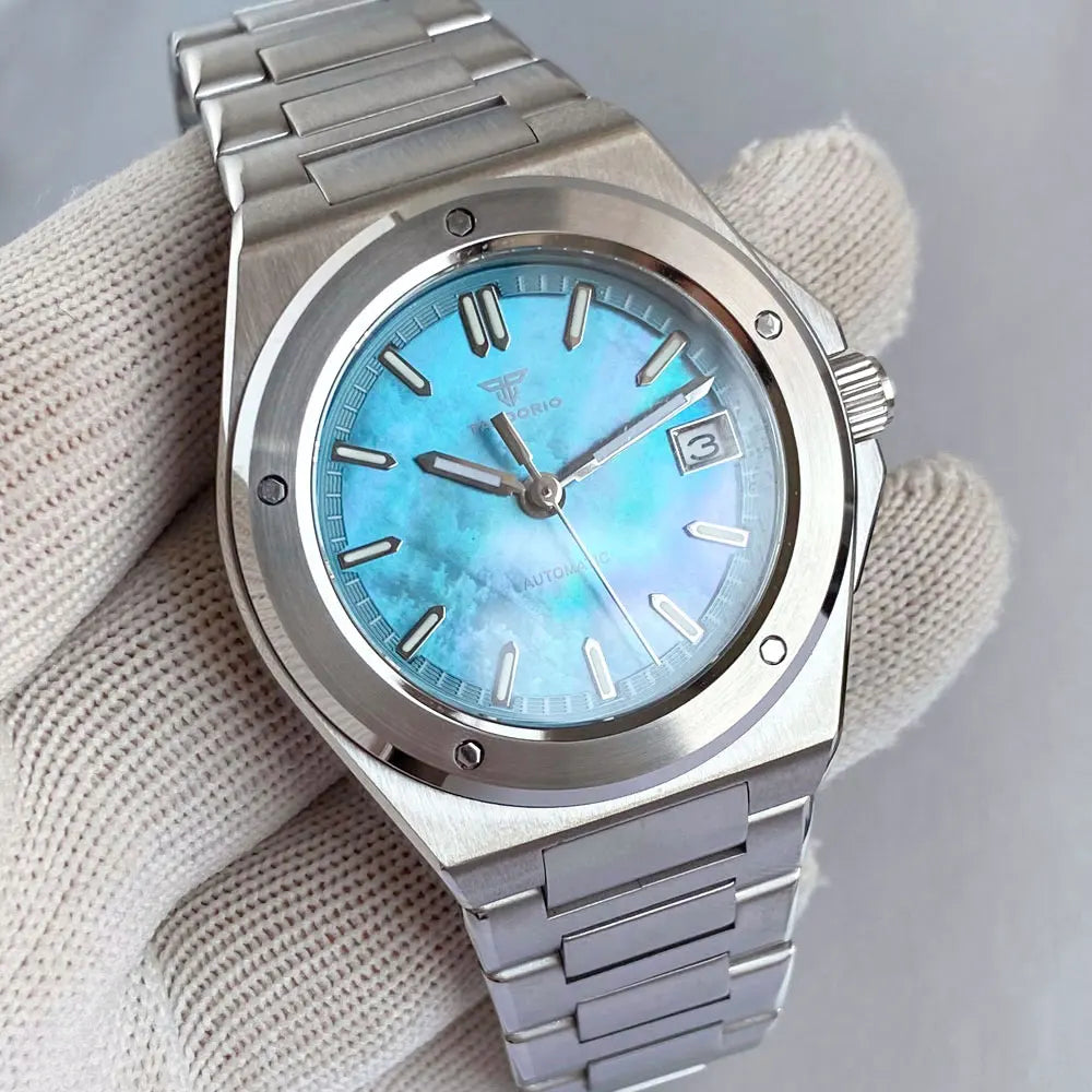 Tandorio 200M Diving 40mm Black White Shell Dial Lume NH35 Automatic Men Watch Sapphire Glass Stainless Steel Bracelet 2025