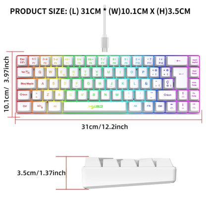 RGB backlit keyboard Russian 69 keys white membrane gaming wired ergonomic Keyboards for compact mini  for pc laptop color black