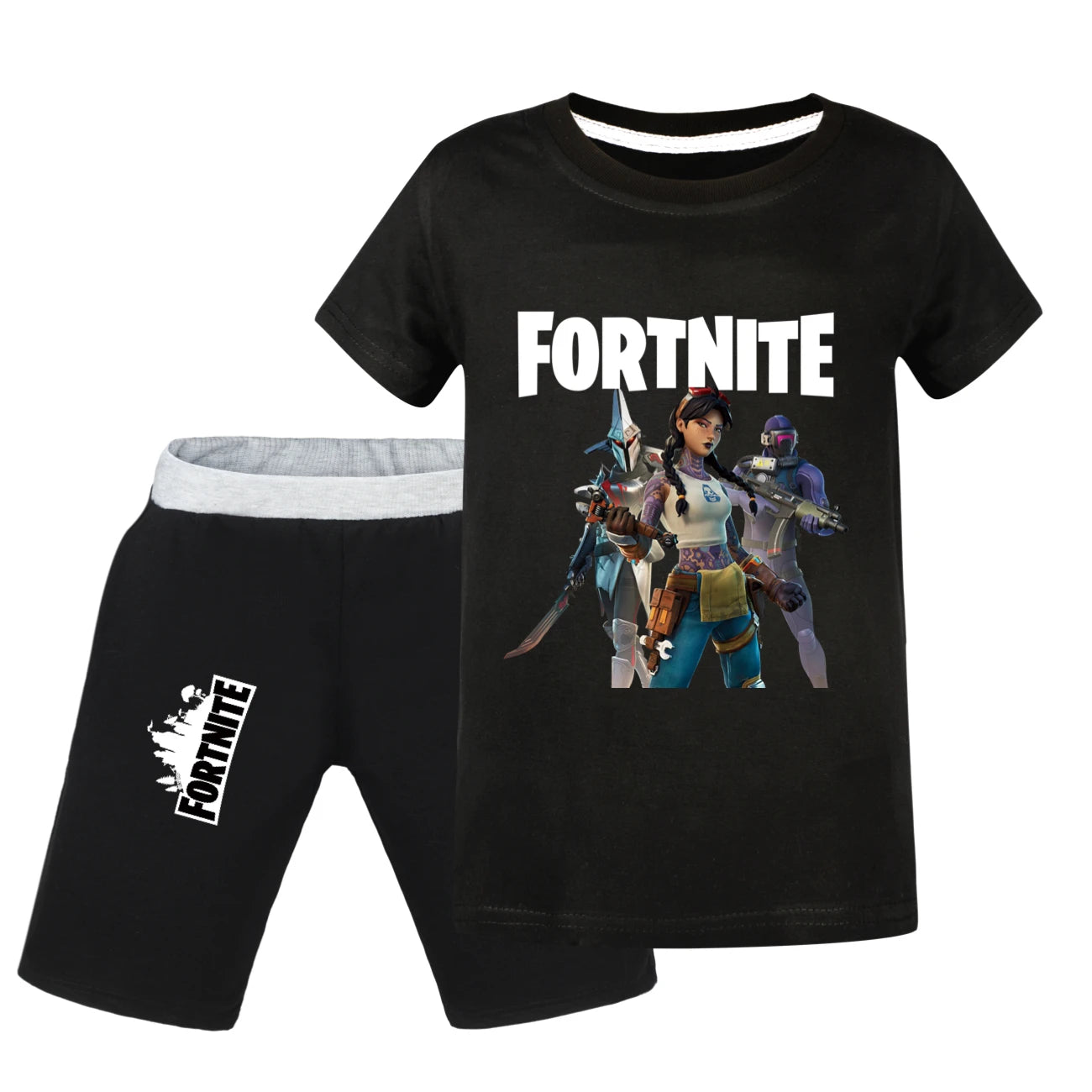Fortnite Summer Kids Cartoon T-shirts Shorts Two-piece Set Baby Boys Tracksuit Girls Outfits 505