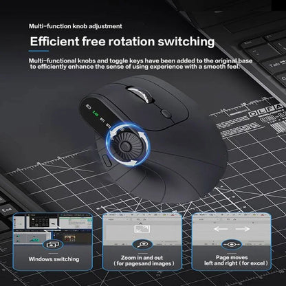 Mouse wireless ergonomic 2.4GHz BT RGB cu mod dual, pentru laptop, desktop și birou, silențios, vertical, pentru gaming