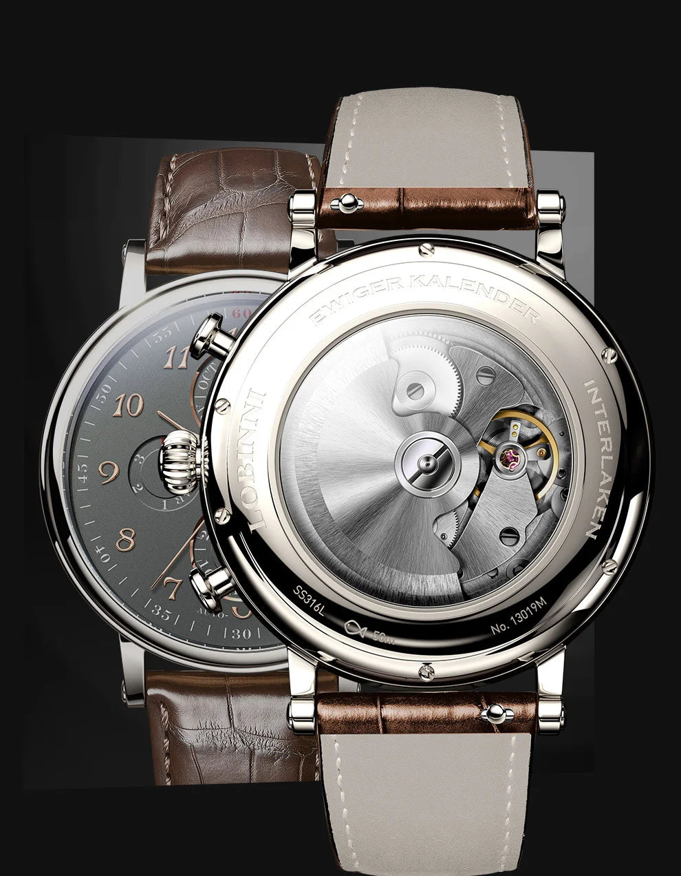 Luxury Brand Switzerland LOBINNI Perpetual Calendar Automatic Mechanical Men's Watches Sapphire Multi-function Clock L13019-8