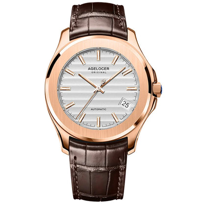 AGELOCER Original Baikal Watch Men's Luxury Gold Watch Big Calendar Business Automatic Mechanical Watch Birthday Gift