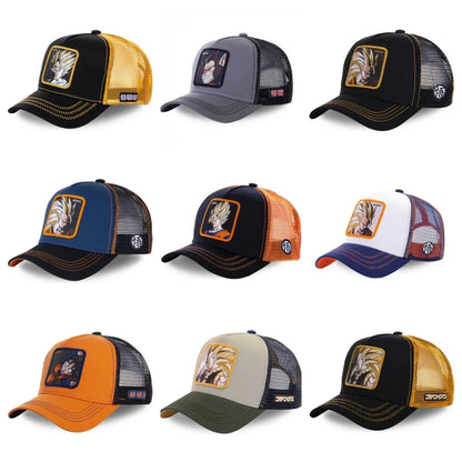 Dragon Ball Son Goku-baseballkasket til mænd, sommerkasket til rejser, broderet hiphop-solskærm, justerbar trucker-meshkasket