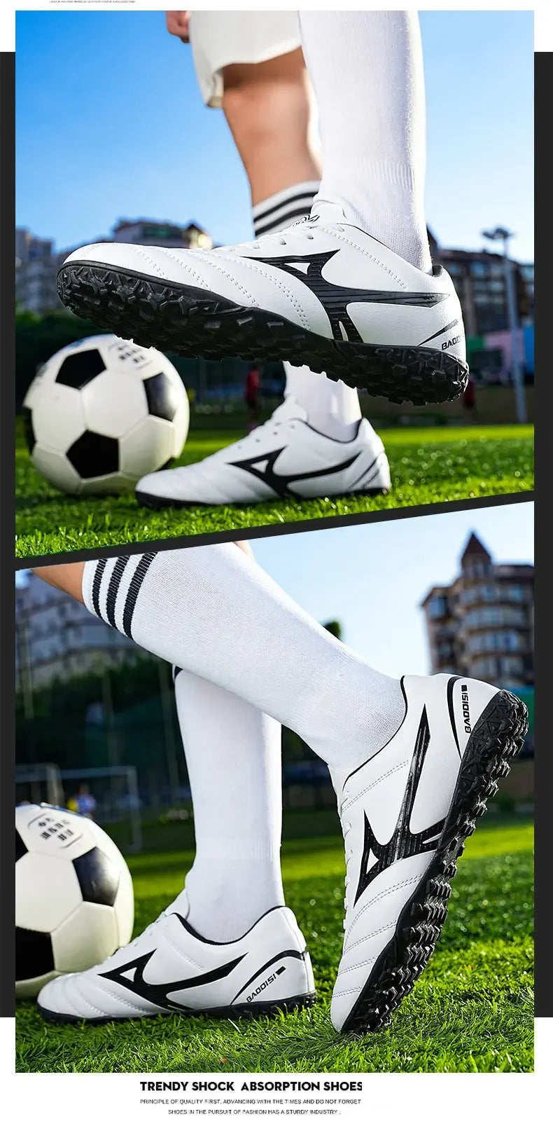 Scarpe da calcio con pulsanti principali e tacchetti lunghi spezzati - Scarpe da calcio per sport all'aperto
