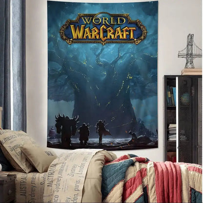 Duża drukowana makatka ścienna World Of Warcraft Hot Game, tania hipisowska dekoracja ścienna, boho makatki ścienne z mandalą, dekoracja do domu