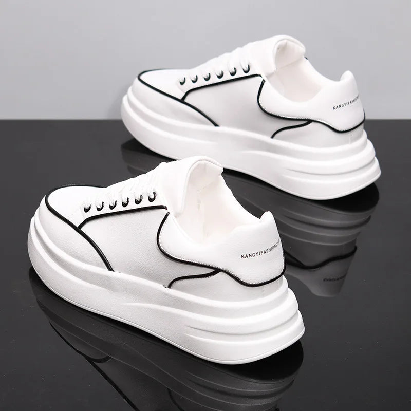 Zapatos blancos pequeños para pareja, zapatos de hombre, zapatillas deportivas de mujer, zapatillas de hombre, zapatillas deportivas informales con aumento de altura en el interior